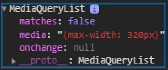 MediaQueryList object